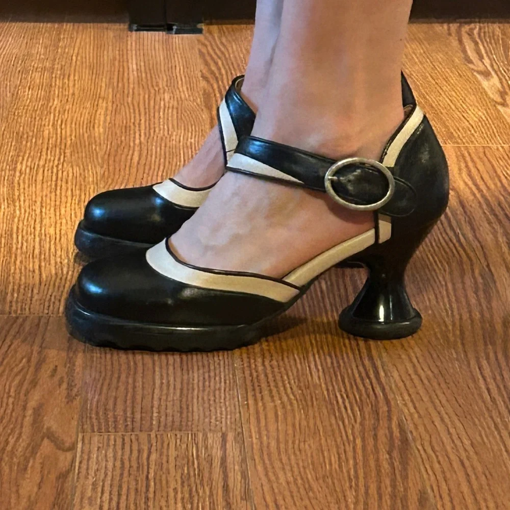 Like New Fluevog Black and White Heels - Picture 1 of 16